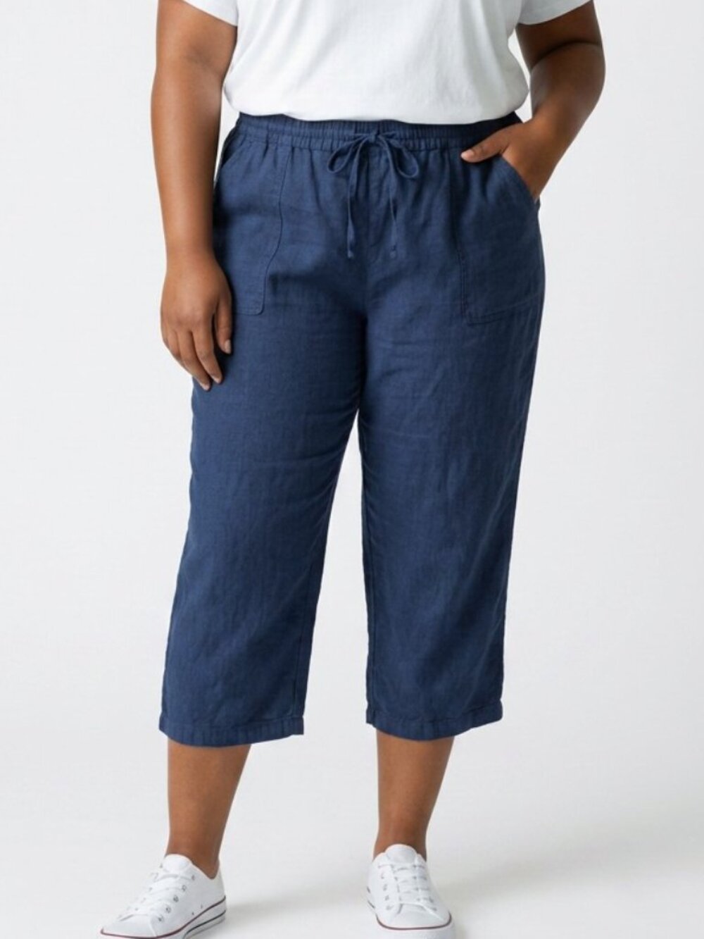 Liz Claiborne Drawstring Capri Pants Navy Blue (Size 16/18)